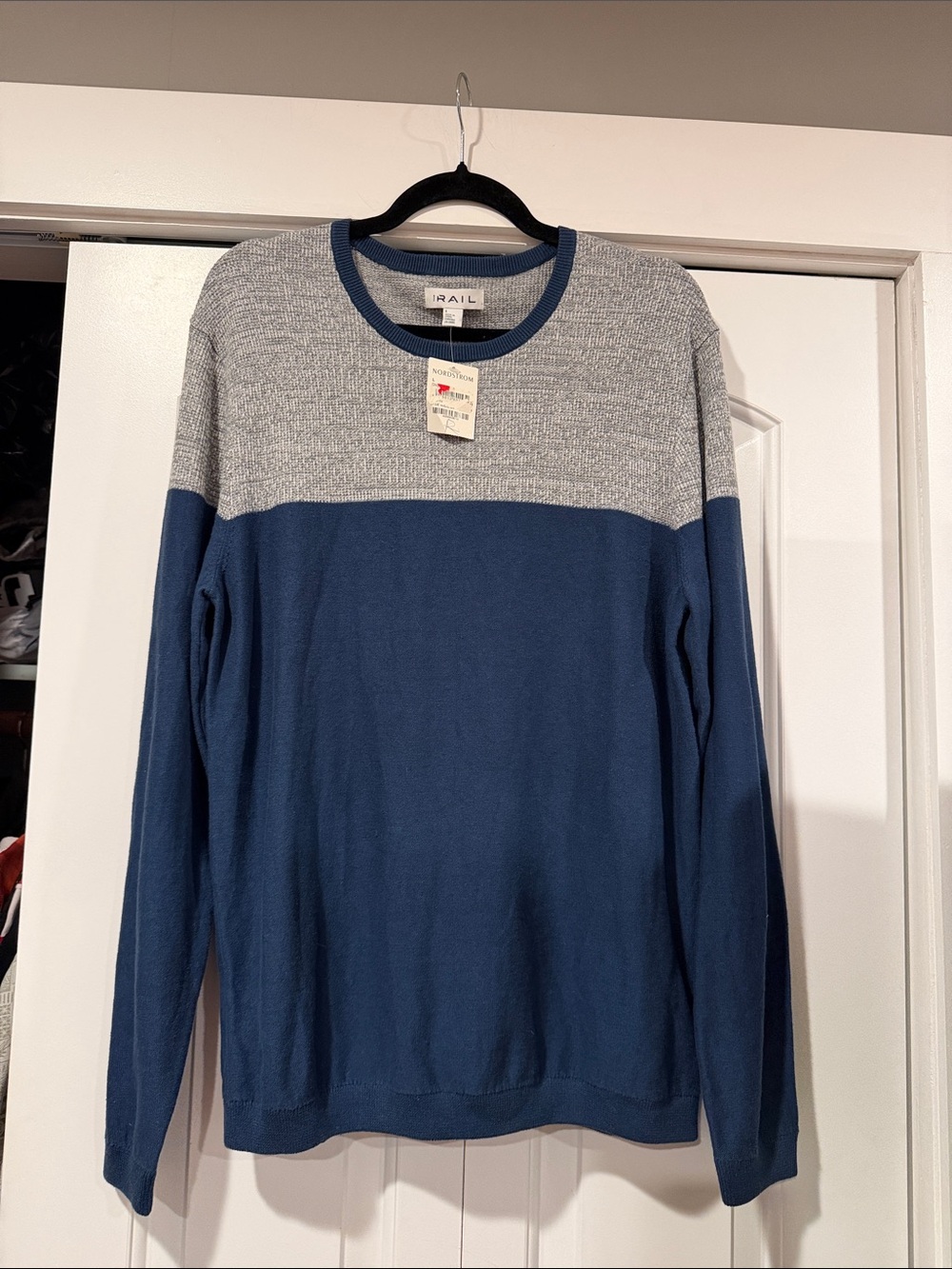The Rail Nordstrom Blue and Gray Crewneck Sweater large NWT